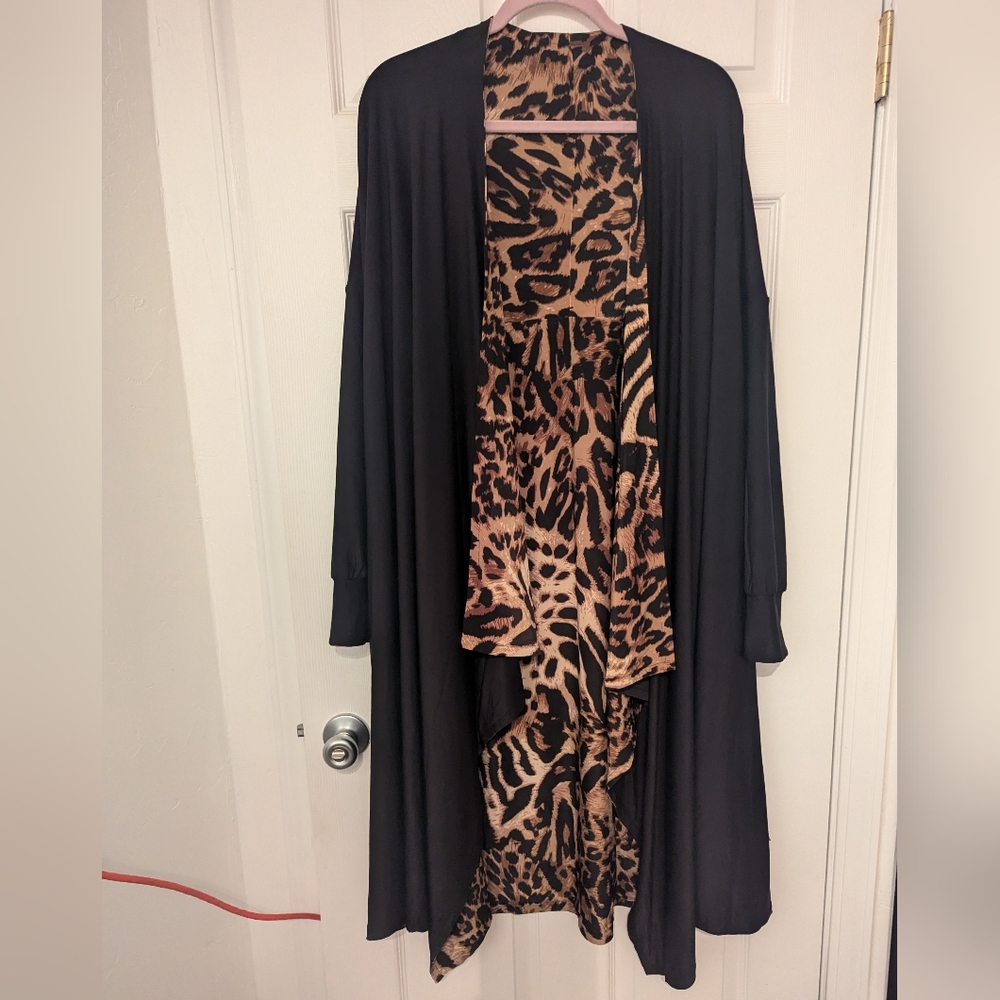 Coldesina Animal Print Dress with Reversible Jacket